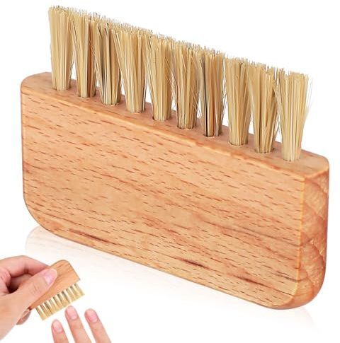TOVINANNA Wooden Nail Brush for Deep Cleaning, 2.52 X 1.81 X 0.39 in | Ergonomic Beechwood Handheld Nail Scrubber for Manicure Pedicure, Daily Fingernail Cleaning- DIY Salon