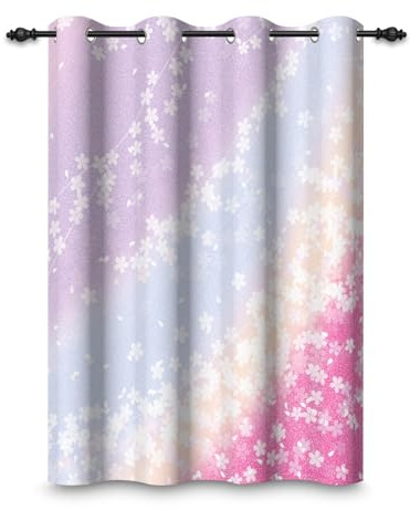 ggaimwf 107x160cm Cortina con Ojales ombré niños Azul Morado Flor Romántico Arcoíris Degradado Separadores de ambientes Opacos Cortinas para Niñas Dormitorio Habitación Infantil Sala de Estar,1 Panel