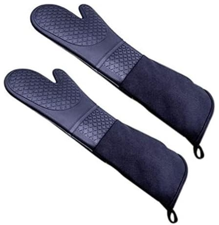 XHZMDWOU Guanti Barbecue Grigliare Guanti da Forno in Silicone Guanti Resistenti al Calore al Gomito, Adatti alla Cucina Guanti da Forno Professional(65cm)