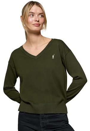 Polo Club Jersey de Punto con Cuello Pico y Logo Bordado para Mujer - 100% algodón