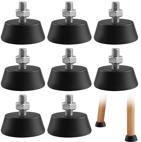 TIANLIN 8 Piezas Pies de Goma Atornillables, Amortiguadores de Goma M6 X 16 mm, Diámetro de Base 32 mm, Pies para Muebles M6 para Armarios, Mesas, Sillas, Sofás, Vitrinas (Negro)