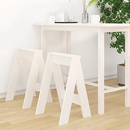 Generico Sgabelli 2 pz Bianchi 40x40x60 cm in Legno Massello di Pino,Sedie,Sedie e sgabelli pieghevoli-823665