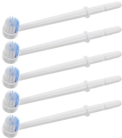 Mikikit Lot de 5 Têtes de Brosse à Dents Rondes Interchangeables pour Irrigateur Buccal, Embouts en Plastique Souple Compatibles, Recharges pour Soins Interdentaire à Domicile et Voyage