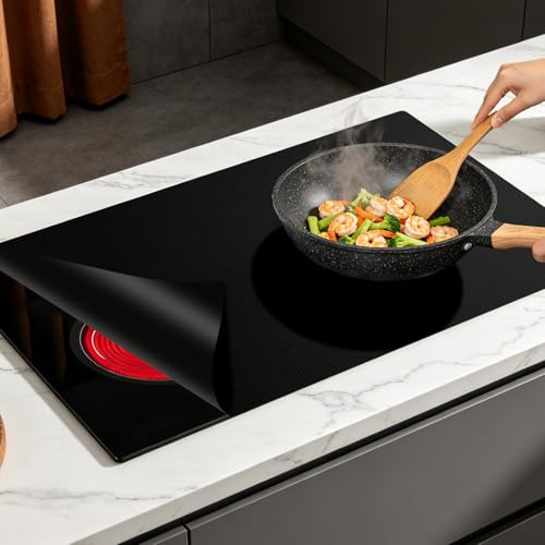 ASSRECT 90x55cm Tapis Protection Plaque Induction, Silicone Protege Plaque de Cuisson Magnétique Anti Rayures Non Slip, Grande Taille pour Cuisinière à Induction