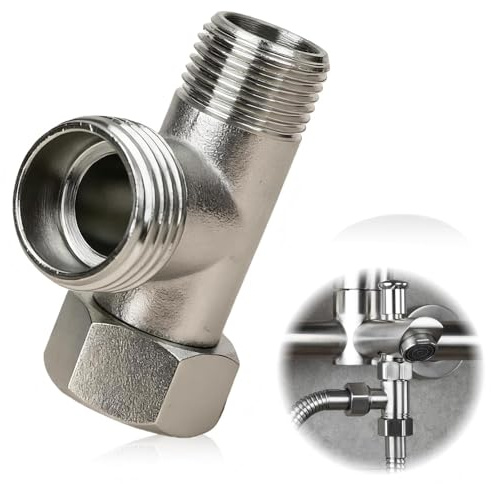 T-Stück Wasseranschluss 1/2 Zoll Verteiler aus SUS 304 Edelstahl, 3-Wege Adapter mit Überwurfmutter und Dichtung, Drei-Wege-Ventil Ersatzteil für Waschmaschine, WC, Bad, Küche, Silber