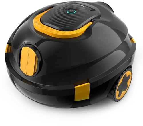 Bocxi Kabellos Poolsauger Akku, 120 Min. Laufzeit, Leichtgewicht Poolroboter, Automatische Reinigung mit Selbsteinparkfunktion, Leistungsstarker Poolsauger für Flache Boden bis 110 m²(Schwarz)