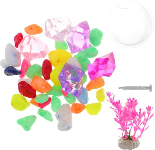 Amosfun Acrylic Wall Mounted Fish Tank Hanging Aquarium Bowl with Artificial Aquarium Plants for Home Decor Creative Wall Fish Bowl Random Color