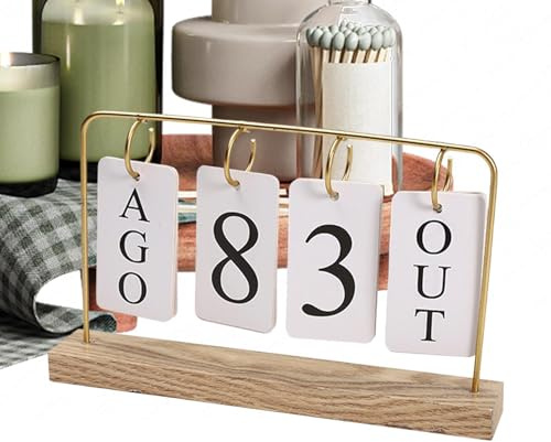 Tischkalender aus Holz - Modern mit Holzfuß stehend | Täglicher Metall-Tischkalender,für Büro Kaffeehaus Wohnzimmer Arbeitszimmer Klassenzimmer Studenten und Lehrer