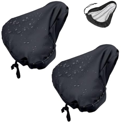 QiYTTrade 2 Stück Fahrradsattel Überzug, Sattelschutz wasserdicht Fahrrad, Sattelschutz für Fahrrad Sattel Regenschutz, elastischer Fahrradsattel Regenschutz 210D Polyester Nylon, universell 25x26 cm