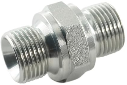 Fittingstore - Doppelnippel mit Zollgewinde (60° Universaldichtkegel, Innenkonus), Hochdruck bis 400 bar, Hydraulik-Doppelnippel
