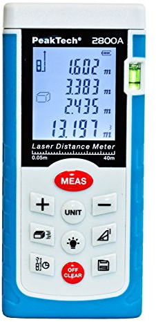 PeakTech P 2800 A Profi Laser- Entfernungsmesser 0.05 m bis 40 m - Distanzmessgerät mit hoher Präzision und Flächenberechnung, 1 Stück