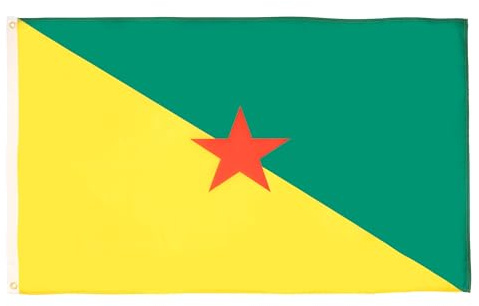 AZ FLAG Drapeau Guyane française 90x60 cm Guyanais Polyester 100D 2 Œillets | Usage intérieur et extérieur Drapeau décoratif coutures doubles et bords renforcés avec œillets métalliques