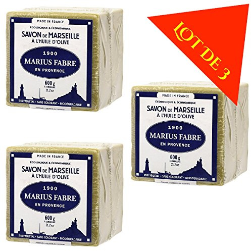 Lot de 3 savons de MARSEILLE à L'HUILE D'OLIVE - Cubes de 600g - Marius Fabre …