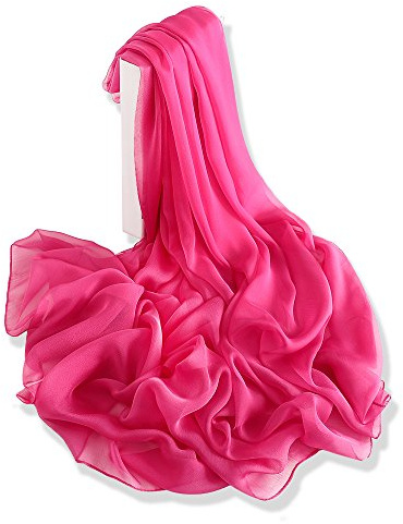 YFZYT Donna Lungo Sciarpa Wraps Chiffon Scarf, Signora Elegante Multicolore Primavera Estate Sciarpa Scialle Stole Coprispalle Shawl Soft Beach Scarves - Rosa Rossa