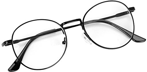 IBLUELOVER Brille Metallrahmen Unisex Brillengestelle Retro 60 er Fensterglas Damen Herren Brillefassung Runde Pantobrille mit Nasenpad Leicht Nerdbrille Ohne Sehstärke Streberbrille Ebenenspiegel