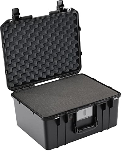 PELI 1557 Air Leichter Schutzkoffer für Drohnen, Bühnenlampen und Studioblitz, Wasser- und Staubdicht, 36L Volumen, Mit Schaumstoffeinlage (Anpassbar), Farbe: Schwarz