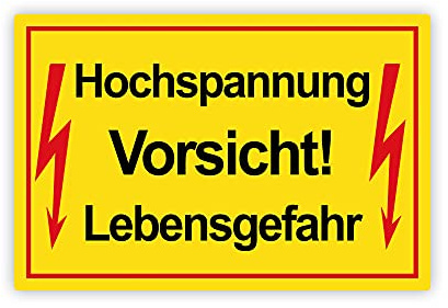 STROBO Hochspannung! Vorsicht Lebensgefahr! Hinweisschild | Stabile 3mm Hartschaumplatte als 30x20cm Schild mit UV-Schutz für den Außenbereich