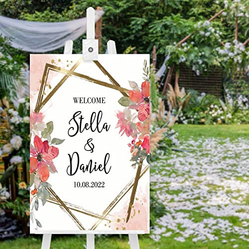 Personalisiertes Willkommensschild aus Holz für Hochzeit, Eingang, Willkommen zu unserer Hochzeit, personalisiertes Willkommensschild, Hochzeitsgruß, Paare, 76,2 x 50,8 cm