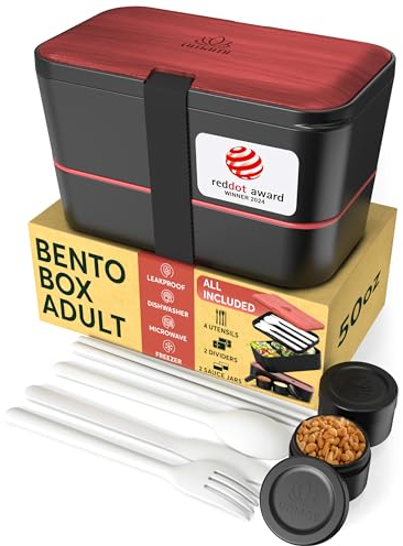 Umami Lonchera Bento, todo en uno, caja bento para adultos, recipientes de preparación de comidas para hombres y mujeres