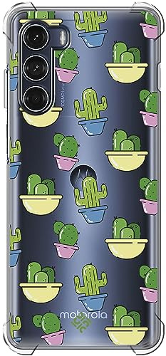 Movilshop Funda Antigolpes para Motorola Moto G200 5G Dibujo Auténtico [ Cactus en Macetas ] Esquina Reforzada Silicona 1.5mm de Grosor Flexible Transparente Bumper Gel TPU