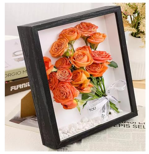 GSHUR 3D Shadow Box (22 x 22cm) Deep Frame for Objects up to 6.5 cm Object Frame for Filling, 3D Display Box for Objects Photos Artworks Memories Flowers Crafts (black,5cm)