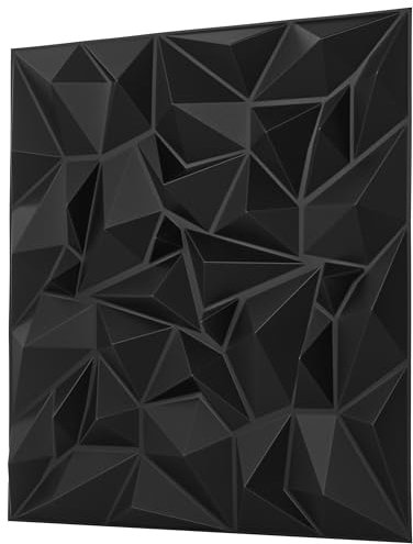 NOVECRAFTO Diamond Prestige Effect 3D Wall Panels - 14 Sheets 3.5 sqm | 37.67 sqf Interior Cladding Panels Set | 3D Wall Tiles Diamond Prestige Design in Matt Black - Each Panel Size 19.6 x 19.6