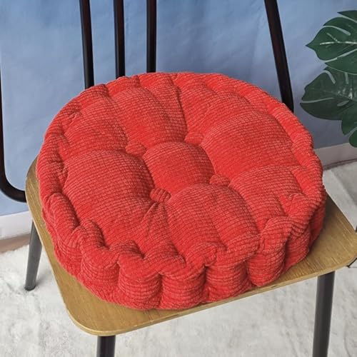 Bettschlange Sitzkissen Outdoor, 2er Set Stuhlkissen 45x45cm, Dicke Bodenkissen, Sitzpolster Outdoor für Bank und Gartenstuhl(Runde,Rot,45 x 45 cm)
