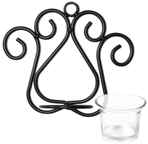 TOPBATHY Wandkerzenhalter Aus Schmiedeeisen Rustikale Kerzenhalter Schwarze Zierleiste Dekoration Wandleuchten Mit Metallschnörkeln Leuchter Kerzenbecher Glas Jahrgang