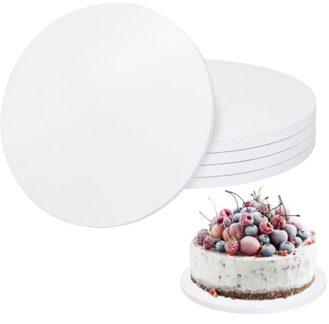 5 Stück Runde Tortenplatte, 12 mm Dicke Weiß Rund Kuchenplatte, Wiederverwendbar Wellpappe Kuchenplatte, Tortenplatte Pappe Rund für Partykuchen, Geburtstagskuchen, Blechkuchen (10 Inch)