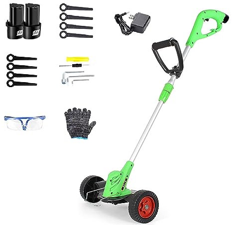 AMYYTL Tagliaerba Manuale a Cilindro tagliaerba economici Tagliaerba Elettrico, 2 Tipi di Lame Tagliaerba Domestico per Piccoli Giardini Tagliaerba a Batteria con Guida da Terra 12V