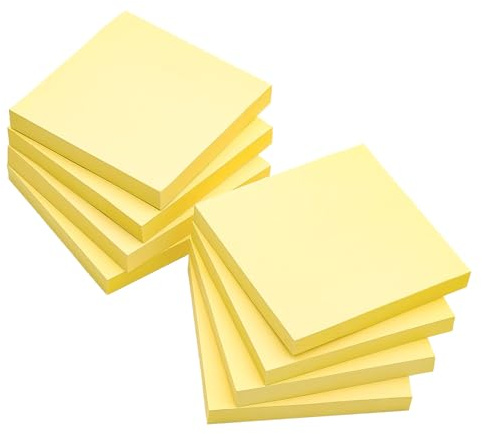 AiTodos® Klisterlappar - 800 st (8-pack) Gula Självhäftande Anteckningslappar - 76x76 mm - Återanvändbara utan Kletiga Rester, Lätta att Skriva på - för Kontor, Skola, Universitet & Hemmet