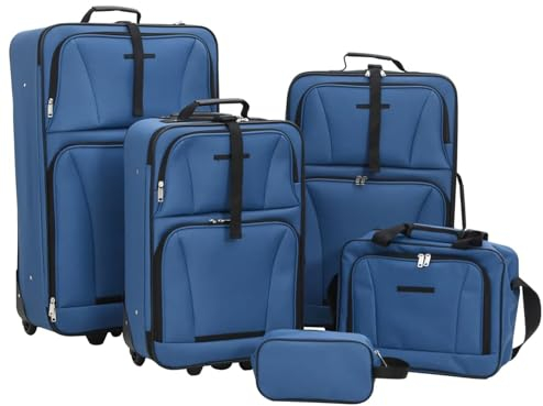 CLALER Trolley Kofferset Travelite 5 Teilig Reisekoffer Reisetasche, Blau