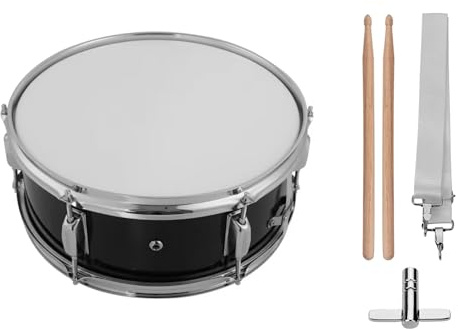 SHUAIGUO 12 Zoll Snare Drum mit Drumsticks Schultergurt Schlüssel Schlaginstrument für Schüler Anfänger Marschtrommel Tragbares Snare Set