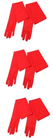 WRITWAA 3stücke Lange Brauthandschuhe Aus Elastischem Material Elegante Hochzeitsaccessoires Für Besondere Anlässe Abendpartys Prom Und Formelle Veranstaltungen Rot