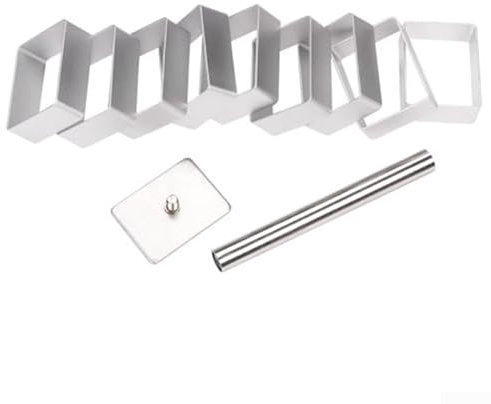 Rectangle Shape Cookie and Cake Cutting 10 Piece Set in Sturdy Stainless Steel Material