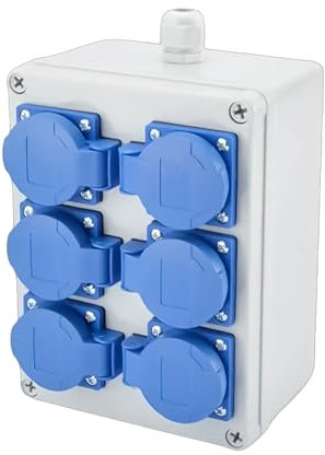 ZAYIUKI Distributore di Corrente a 6 Fori per Prese a Muro,Scatola di distribuzione di Corrente 220V 10A per Interni ed Esterni,Scatola di distribuzione di Corrente Industriale Impermeabile