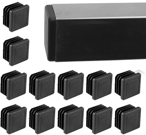 Lot de 12 capuchons de protection pour pieds de chaise - 25 x 25 mm - Bouchons à lamelles pour tubes carrés, embouts carrés en polyéthylène - Pour couvrir les tubes en acier, éliminer le bruit et les