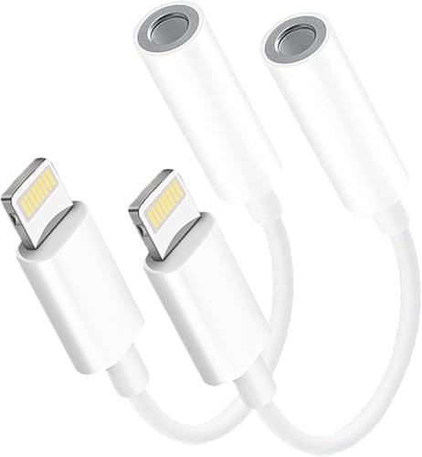 Highspirit 2 Pack Adaptateur iPhone[Certifié MFi]/Lightning to Jack 3,5 mm Adaptateur Casque pour Aux Audio Câble Jack avec iPhone 14/13/XS/Max/8