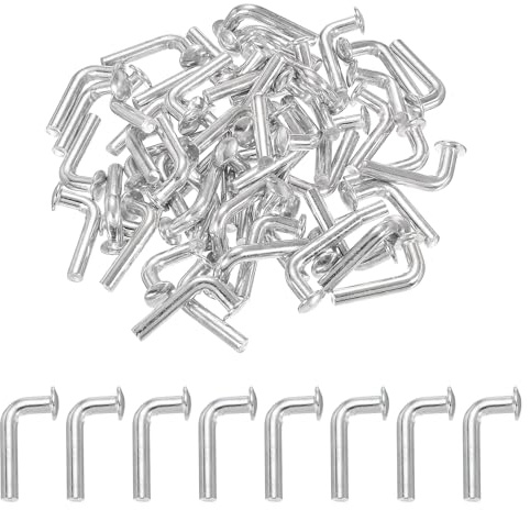 sourcing map Lot de 100 boulons de sécurité universels M7 x 50 mm pour rack de palette, goupille de chute, tête ronde, boulons de sécurité pour étagère pour entrepôt, maison, bricolage - Argenté
