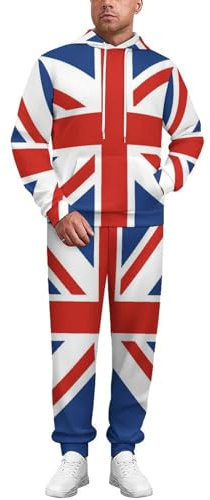 Union Jack UK Flag Unisex Casual Track Suits Workout Sets 2 Piece Outfits Sweatsuit Hooded And Pants