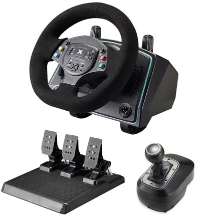 DOYO Racing Wheel, 1080° Degree Gaming Steering Wheel with Pedals and Shifter, Vibration Feedback, Paddle Shifters, Xbox Steering Wheel for PC, Xbox One, Xbox Series X/S, PS4, PS3, Switch