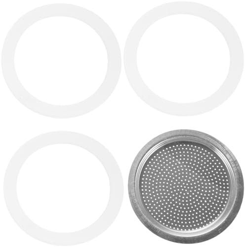 DINHEAROM 1set Anelli Silicone Per Caffè Pot e Filtro Acciaio Inossidabile Parti Compatibili Per Caffè Da Tazze Facile Da Installare e Resistente Alle Perdite