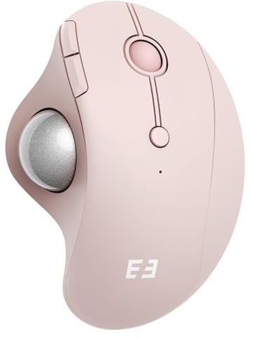 seenda Wireless Trackball Mouse, Ergonomic Bluetooth Rollerball Mouse Rechargeable, 3 Device Connection Optical Mice Adjustable DPI Thumb Control Mice Compatible for PC/Laptop/Windows/Mac - Rose Pink