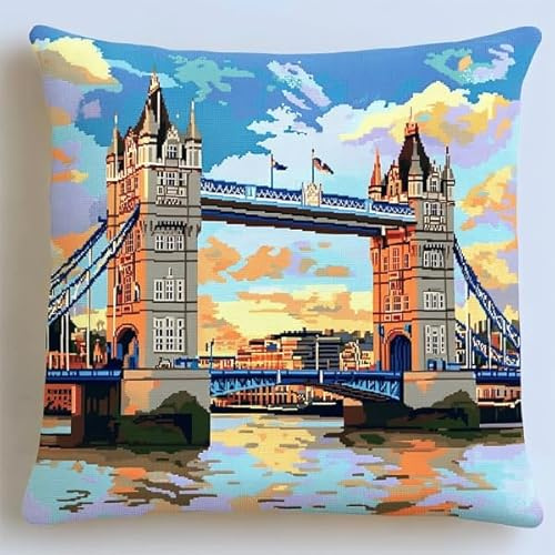 Juego de cojines de anudados DIY de 43 x 43 cm, juego de anudados con lienzo impreso y gancho de nudo, funda de almohada para anudar tú mismo para niños y adultos, cojín de sofá 3D para decoración del