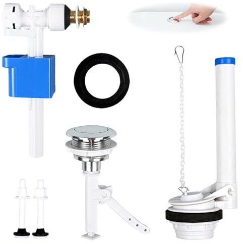 6 Stück Spülkasten Ersatzteile Set, Enthalten Spülkasten Füllventil und Wassereinlass auf der Hochdruckseite, PP Material, Einstellbare Wassermenge, Geräuschlos, Für Toilettenschüsseln