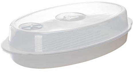 FUNOMOCYA Vaporera Para Alimentos Microondas Con Tapa Blanca, Plato De Vapor Pp Práctico, Ventilación Integrada Para Cocina Familiar, Utensilio Para Cocinar Al Vapor y Calentar Saludable
