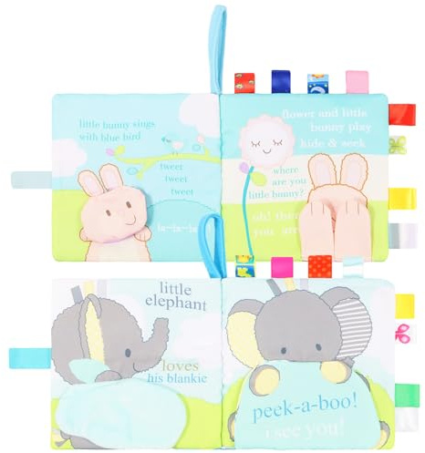 BAODBF 2 piezas de juguete para bebé, juguete de tela, libro de tela para bebés, libro sensorial, libro de carro, libro de crepitar para manos de bebé adecuadas para practicar el agarre y el tacto