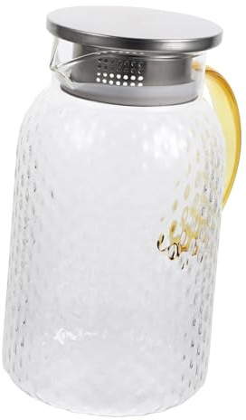 BESTYASH Thickened Glass Water Cooling Kettle Transparent Heat Resistant Carafe for Cold Beverages and Tea Large Capacity Elegant Pitcher for Home Office Bedroom Use
