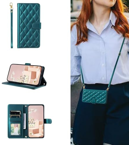 ESONG Correa Funda para iPhone 17 Pro MAX con Tapa,Carcasa Flip Libro Billetera de Cuero de PU,Cartera Case para Mujer con Soporte Plegable,Ranura para Tarjeta,Magnético Verde