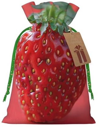 Bolsas de regalo con cordón de Navidad con estampado de fresas, saco festivo de Navidad, fiesta de cumpleaños, embalaje de regalo